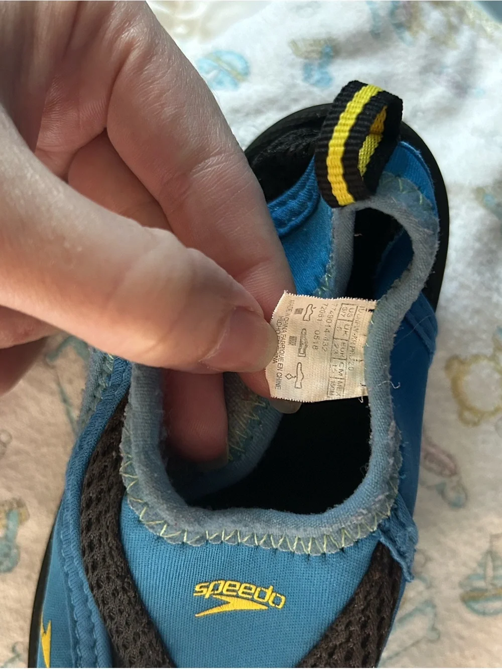 Speedo Kids Blue & Black Slip-On Water Shoes with Yellow Accents